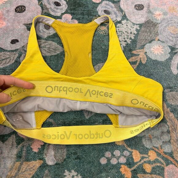 Outdoor Voices Sports Bra Womens Large Yellow Sweat Tech Wireless Racerback L - Picture 2 of 10